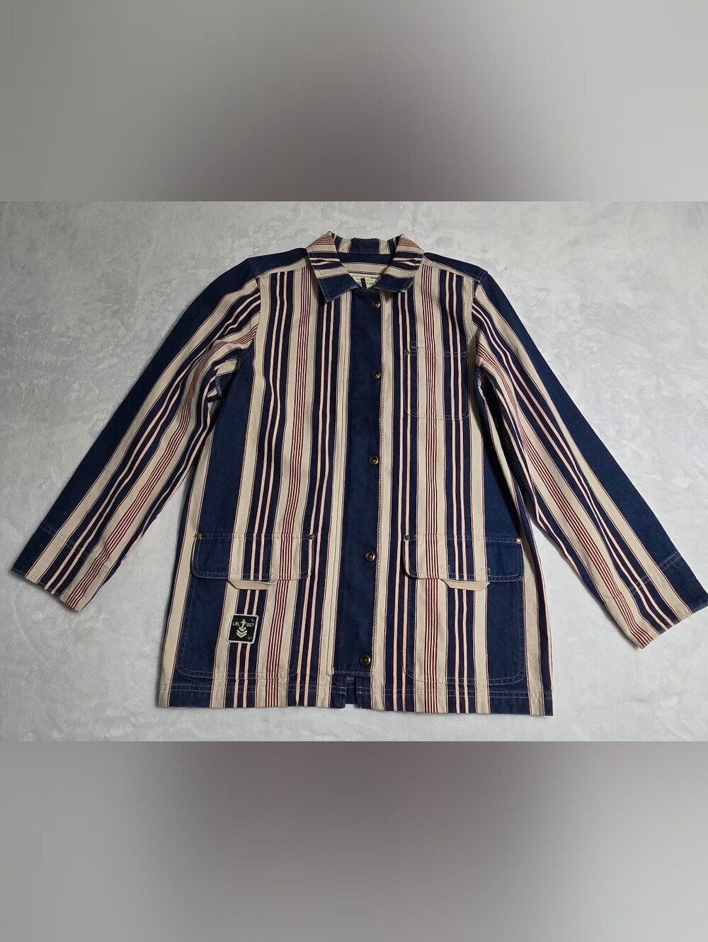 Vintage 90s Polo Ralph Lauren Chore Barn Coat Lauren Jeans Stripe Cotton Medium